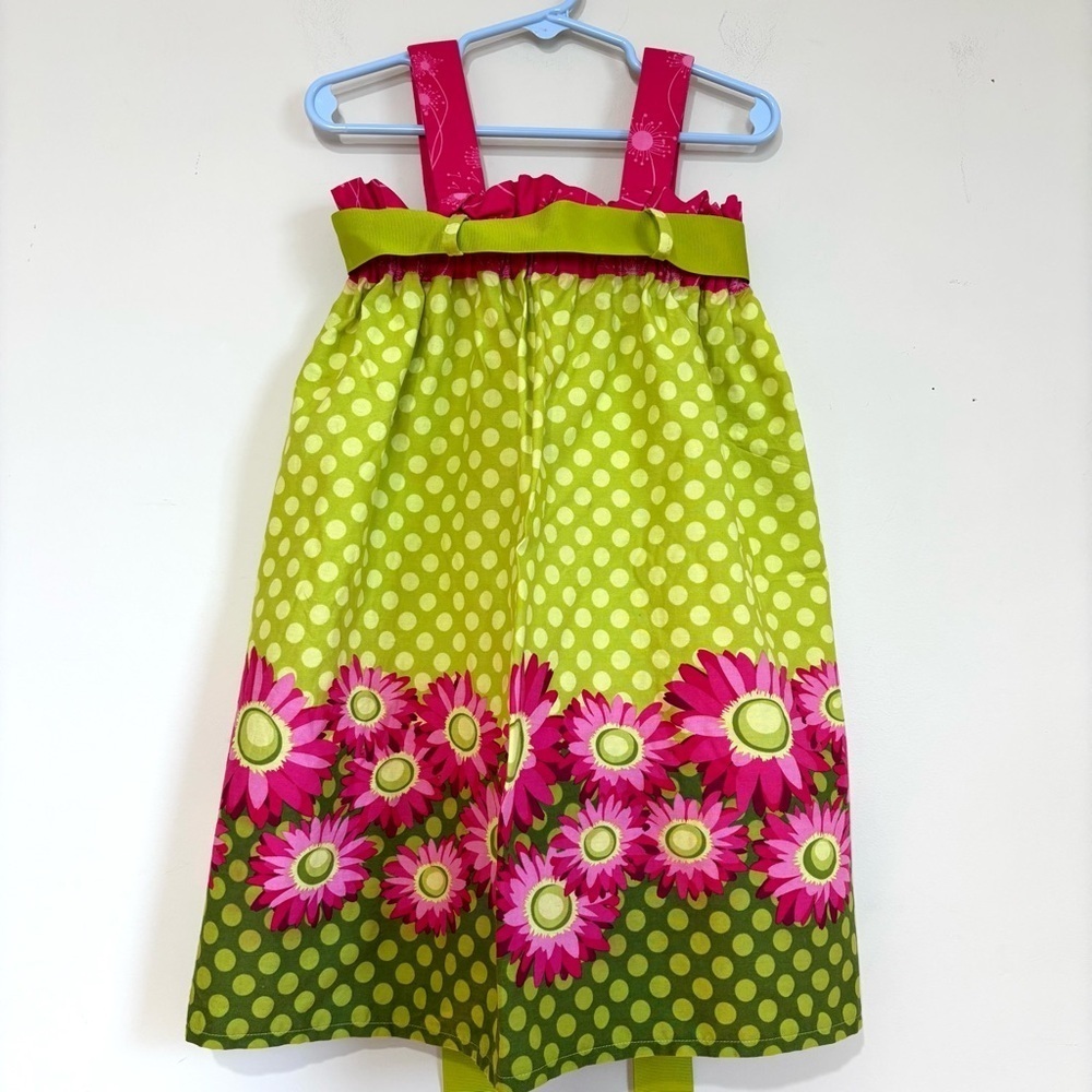 A Bushel and A Peck Toddler Girls 3T yellow pink polka dots floral sleeves dress - Picture 3 of 12